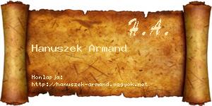 Hanuszek Armand névjegykártya